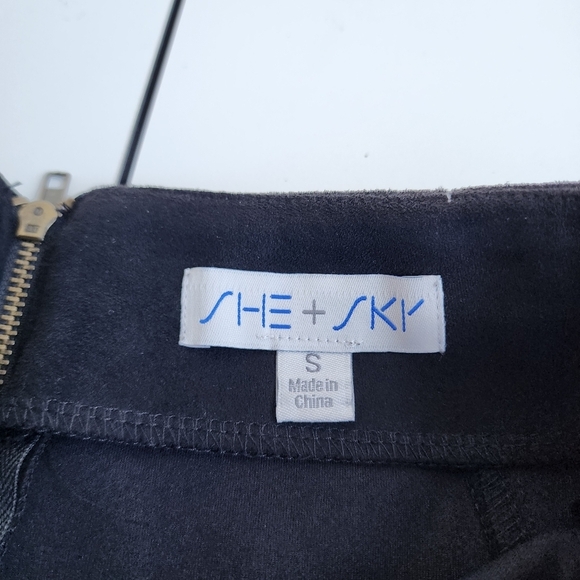 She + Sky Skirt Side Zip Faux Suede Above Knee Trendy Soft Skirt Black Sz S - Picture 7 of 11
